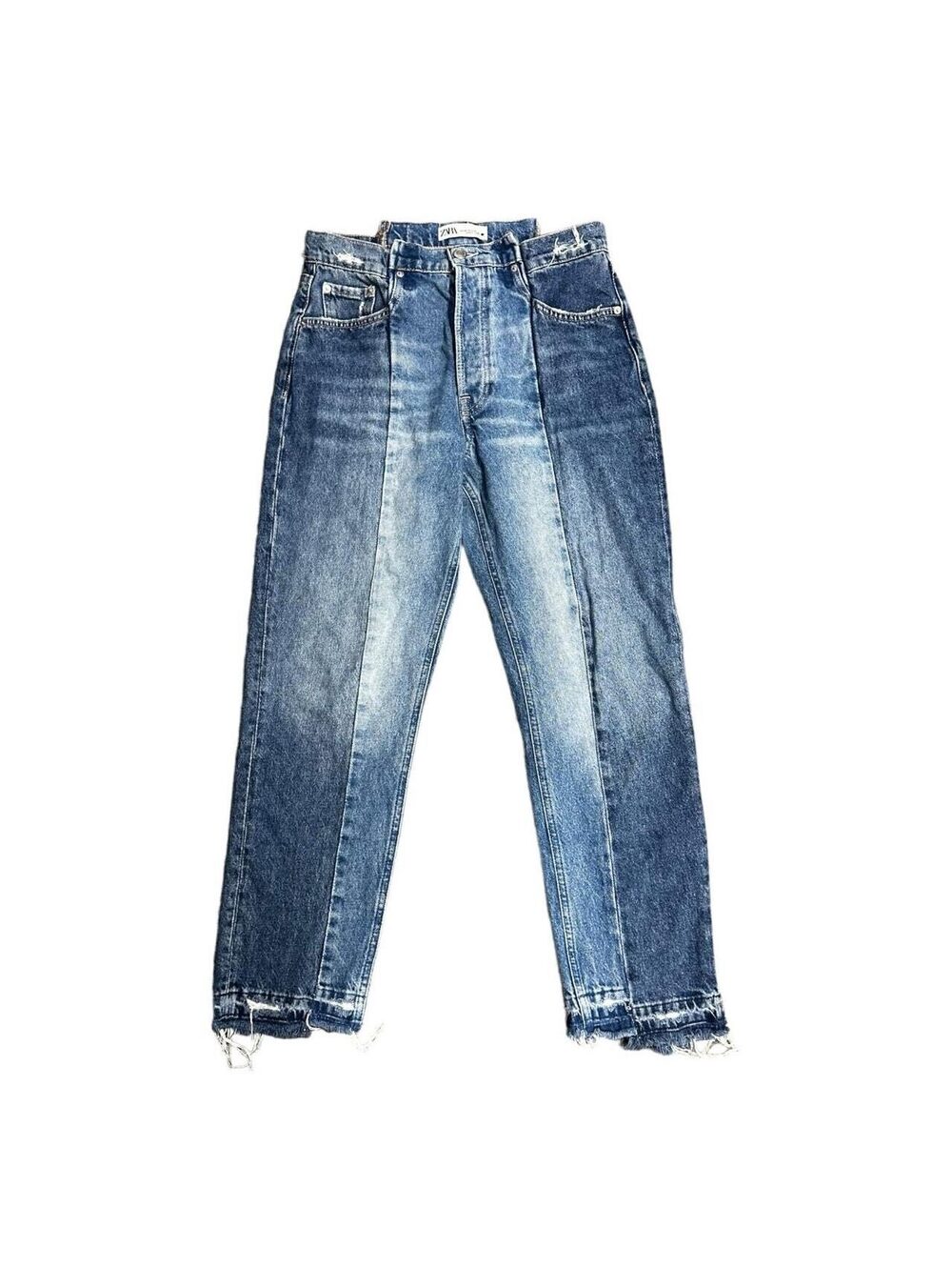 Zara The Contrast Cropped Straight Leg Jean Size 2